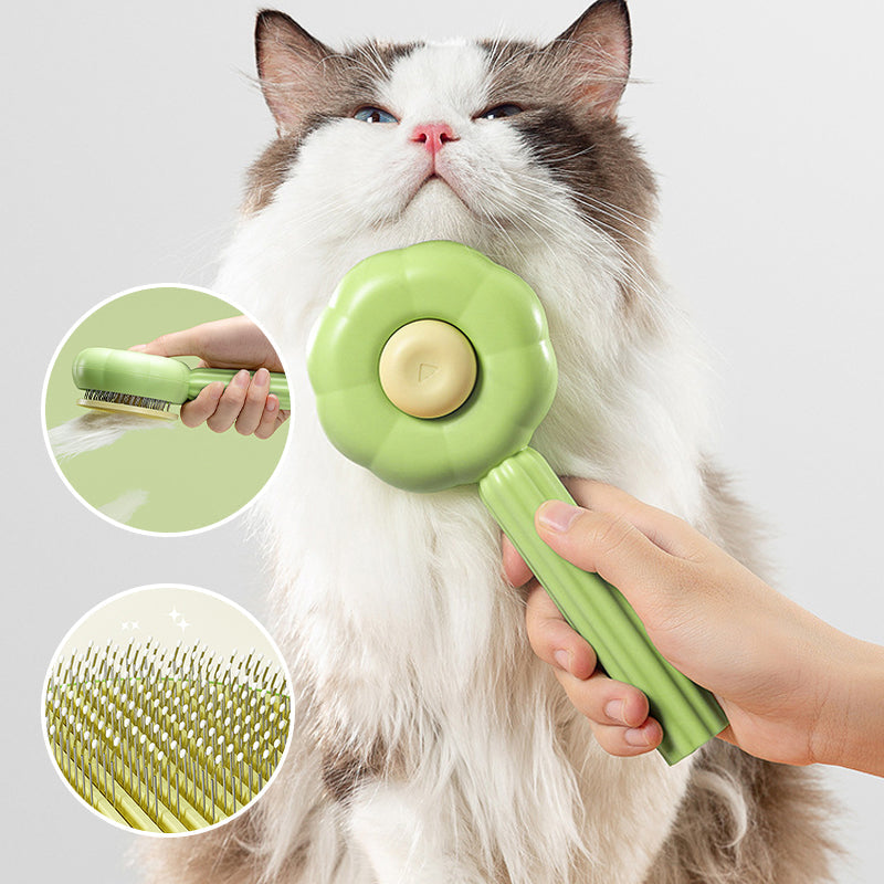 Effortless Pet Grooming Brush with Self-Cleaning Feature