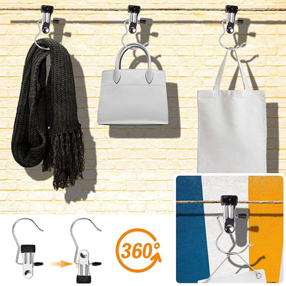 Space-Saving Stainless Steel Hanger Clips Set - 10 Pack