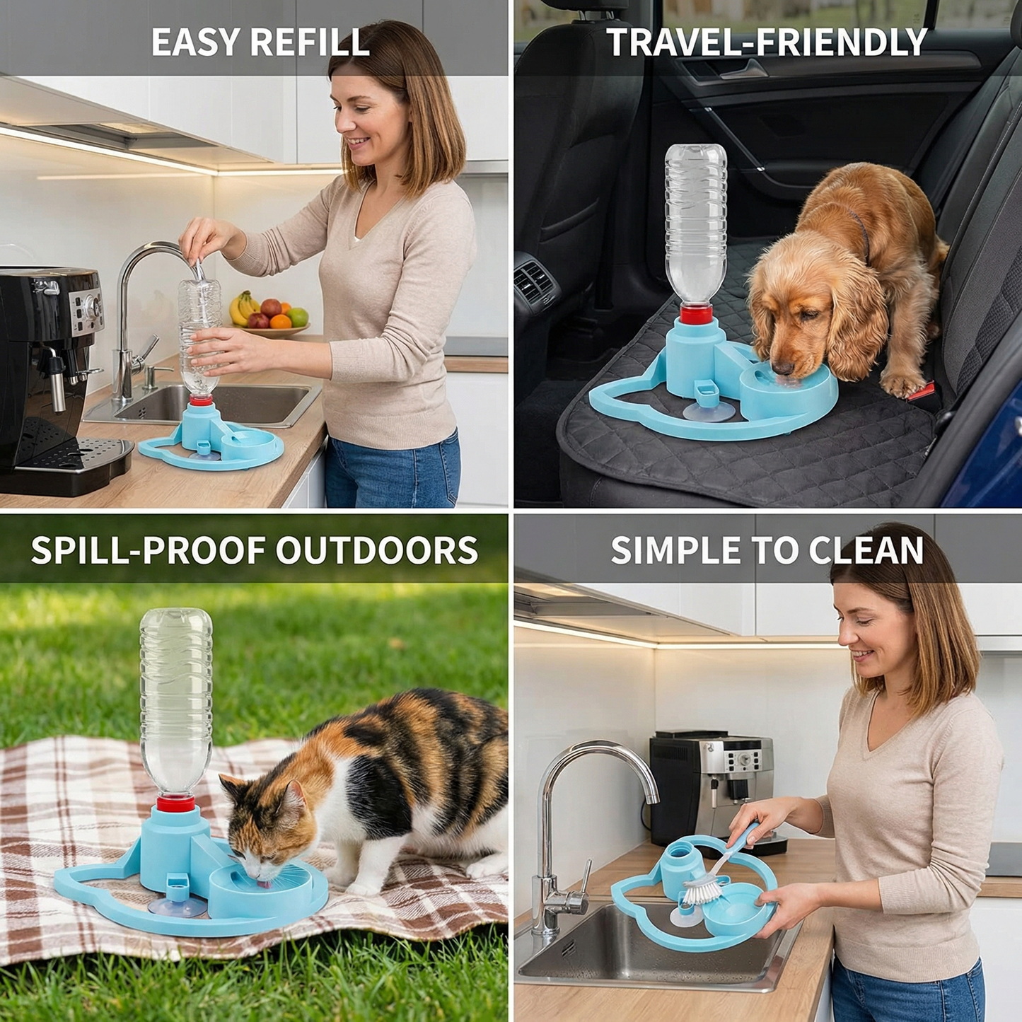 Travel-Friendly Spill-Proof Water Dispenser for Pets – No Power Needed