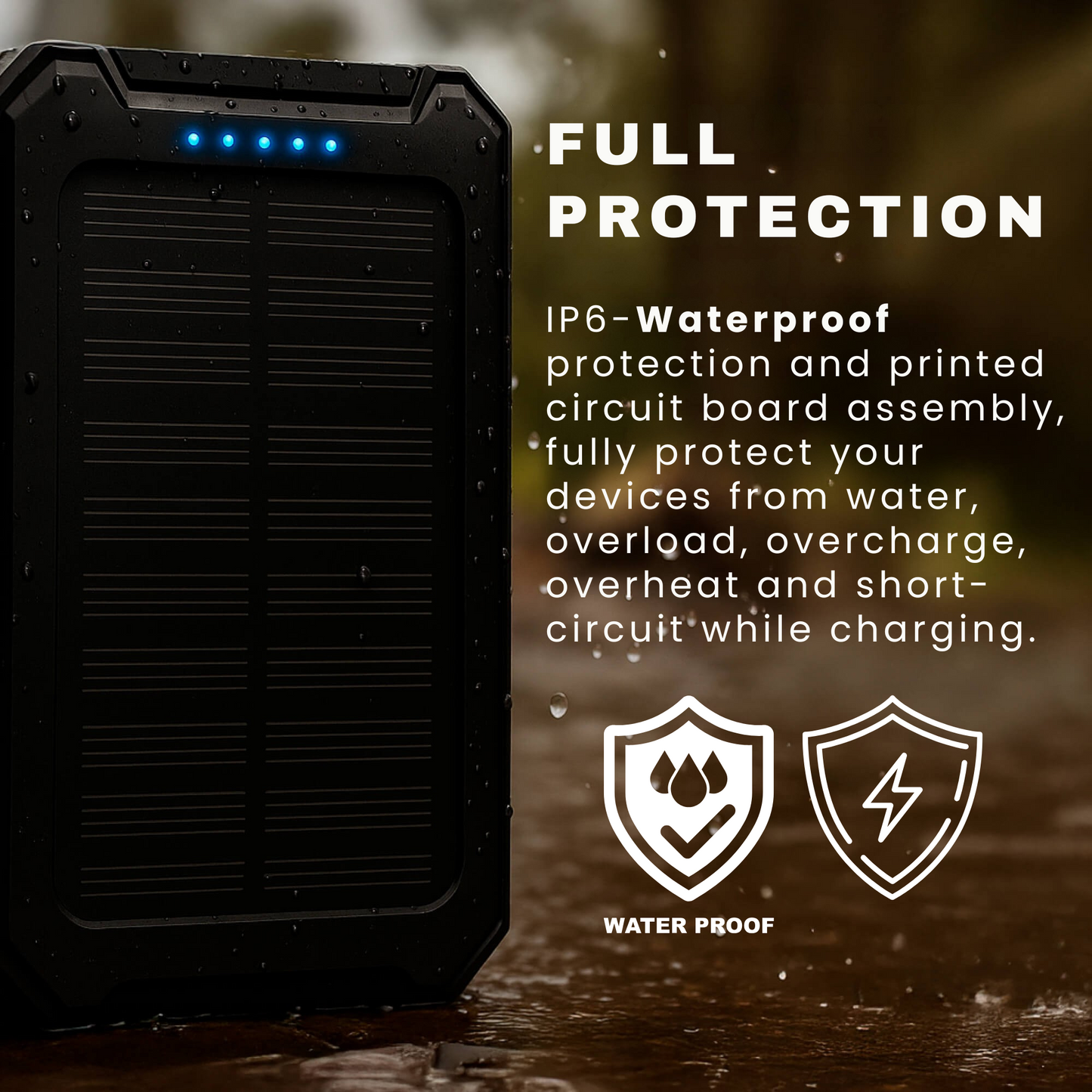 Compact Solar Power Bank for Outdoor Use – Dual USB Fast Charging