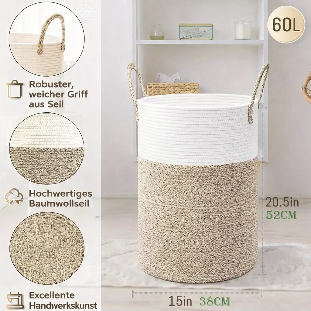 Elegant 60L Cotton Storage Basket | Versatile Organization Solution