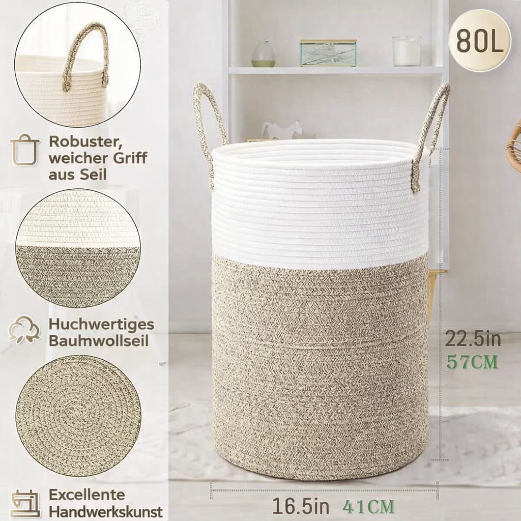 Elegant 60L Cotton Storage Basket | Versatile Organization Solution