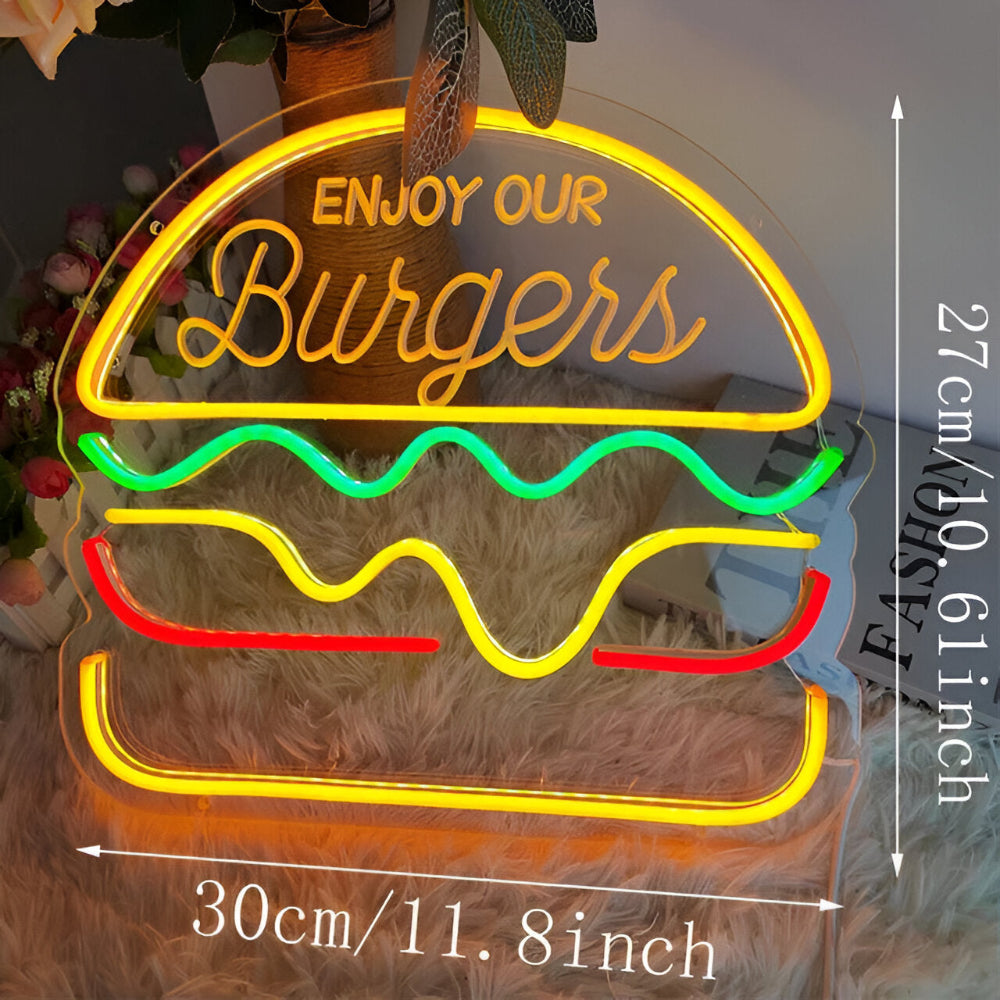 Colorful LED Neon Light for Fast Food – Wall Decor with USB Connection