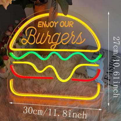 Colorful LED Neon Light for Fast Food – Wall Decor with USB Connection