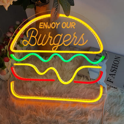 Colorful LED Neon Light for Fast Food – Wall Decor with USB Connection