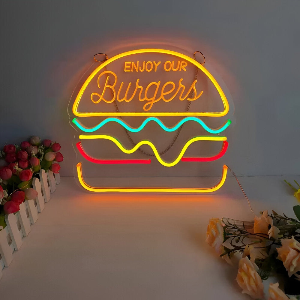 Colorful LED Neon Light for Fast Food – Wall Decor with USB Connection