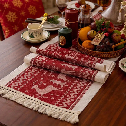 Charming Holiday Elk Table Runner for Festive Dining