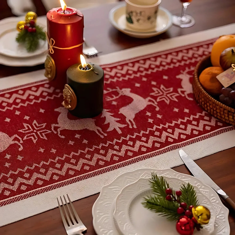 Charming Holiday Elk Table Runner for Festive Dining