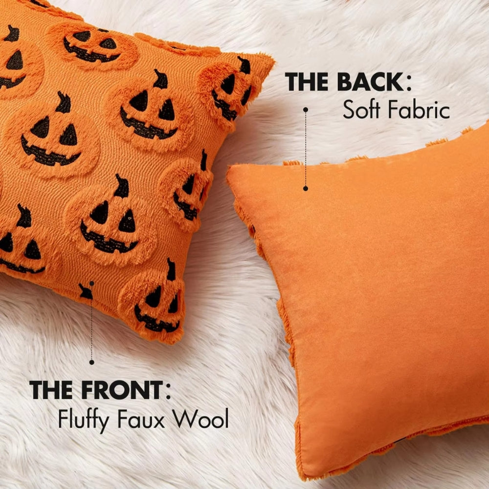 Cozy Pumpkin-Themed Cushion Cover for Halloween Decor
