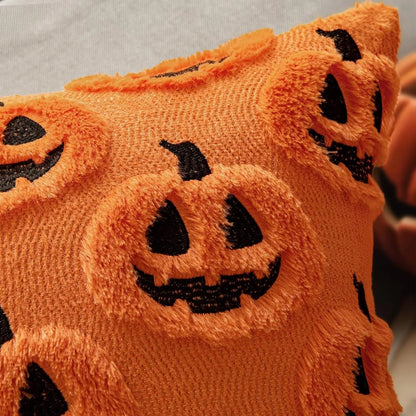 Cozy Pumpkin-Themed Cushion Cover for Halloween Decor
