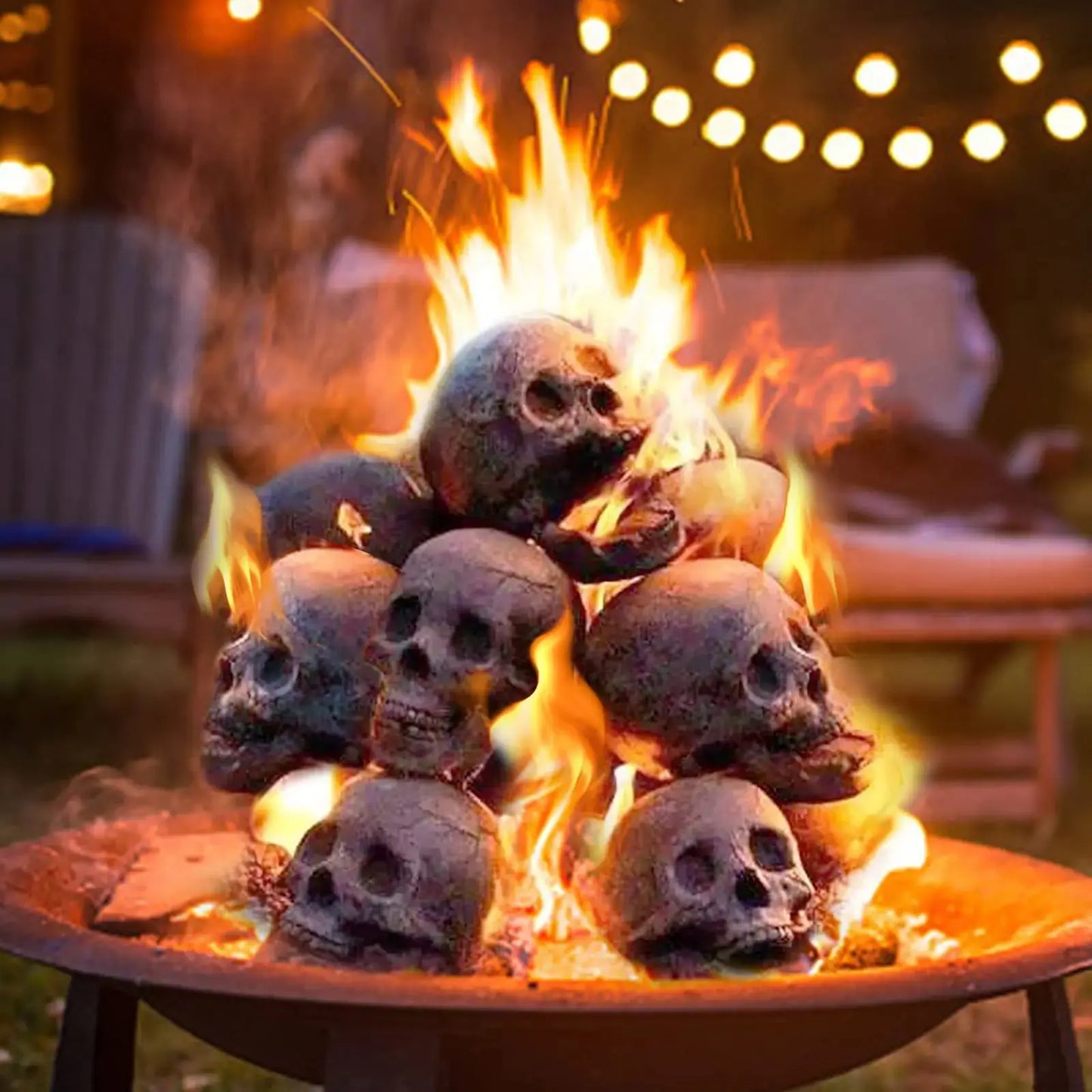 Fireproof Skull Figurine – Gothic Resin Ornament for Halloween Decor