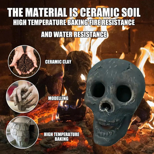 Fireproof Skull Figurine – Gothic Resin Ornament for Halloween Decor