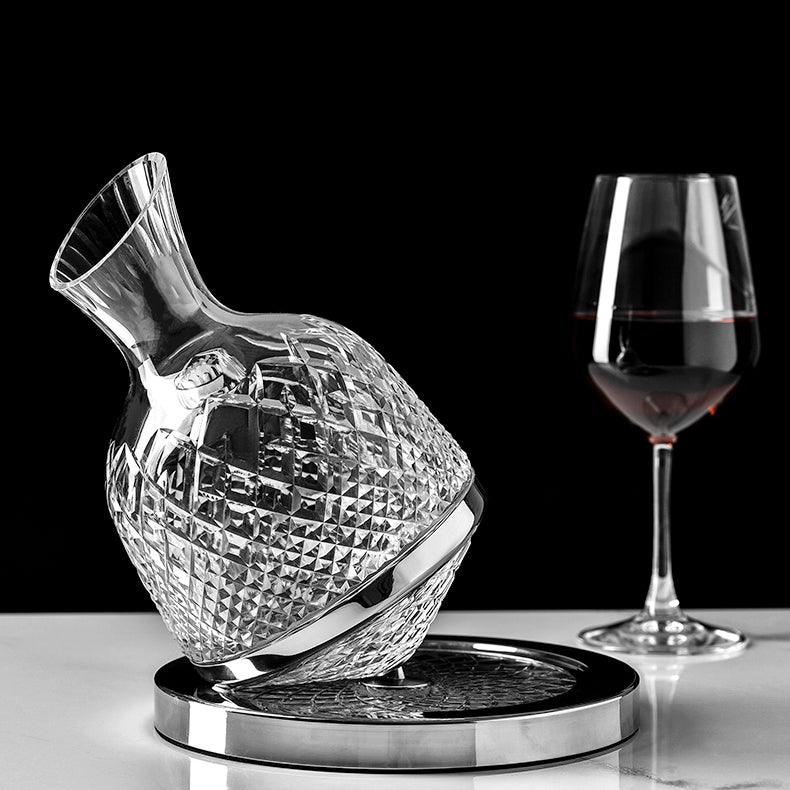 Crystal Glass Wine Decanter | 360° Rotating | Elegant Design & Optimal Aeration
