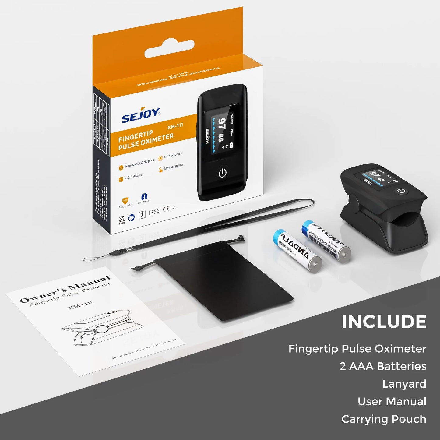 OLED Display Pulse Oximeter - SpO₂, Heart Rate, PI & RR Monitor for Home and Travel