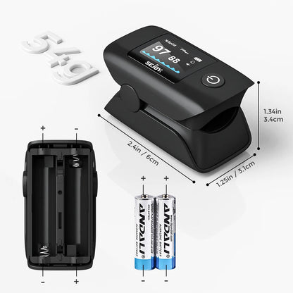 OLED Display Pulse Oximeter - SpO₂, Heart Rate, PI & RR Monitor for Home and Travel