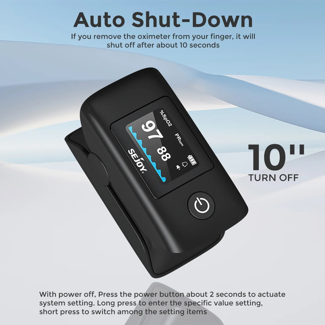 OLED Display Pulse Oximeter - SpO₂, Heart Rate, PI & RR Monitor for Home and Travel