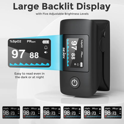 OLED Display Pulse Oximeter - SpO₂, Heart Rate, PI & RR Monitor for Home and Travel