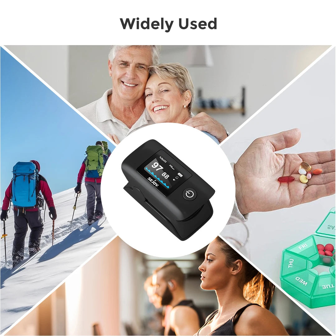 OLED Display Pulse Oximeter - SpO₂, Heart Rate, PI & RR Monitor for Home and Travel