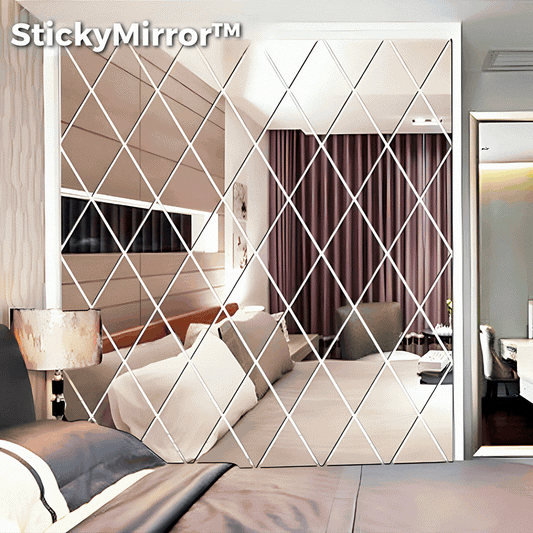 Diamond Mirror Sticker Set (17 Pieces) | Shatterproof & Self-Adhesive | Elegant Wall Décor in Mirror Finish | 50 × 50 cm