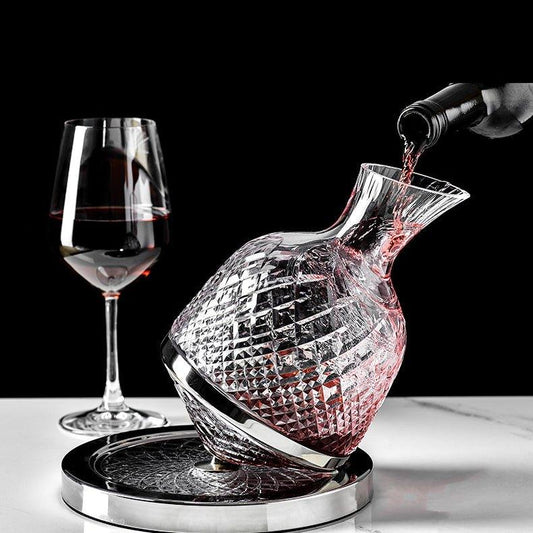 Crystal Glass Wine Decanter | 360° Rotating | Elegant Design & Optimal Aeration