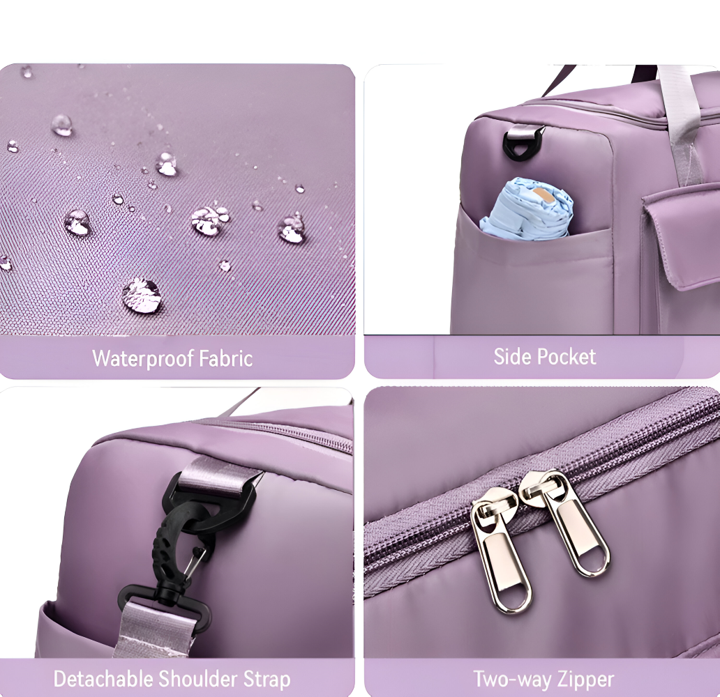 Waterproof Travel Bag with Shoe Pocket – Lightweight Weekend Luggage
