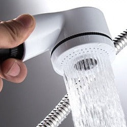 Adjustable Bathroom Faucet with Pull-Down Spray and Sleek Finish