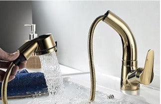 Adjustable Bathroom Faucet with Pull-Out Spray – Elegant Design