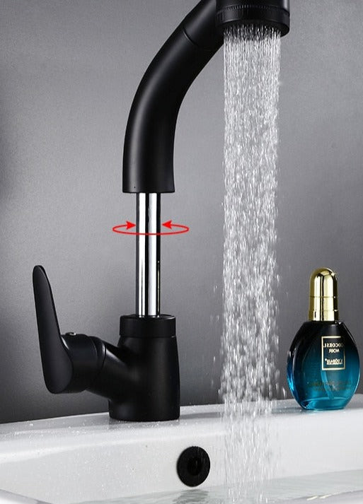Adjustable Bathroom Faucet with Pull-Out Spray – Elegant Design