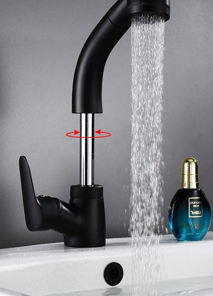 Adjustable Bathroom Faucet with Pull-Out Spray – Elegant Design