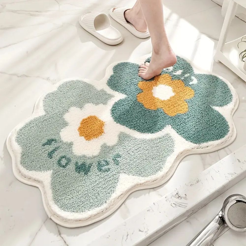 Vibrant Floral Absorbent Bath Rug for Stylish Comfort
