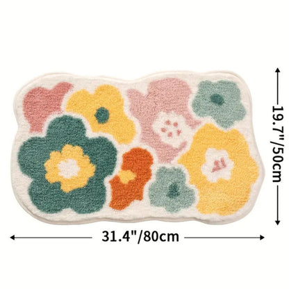Vibrant Floral Absorbent Bath Rug for Stylish Comfort