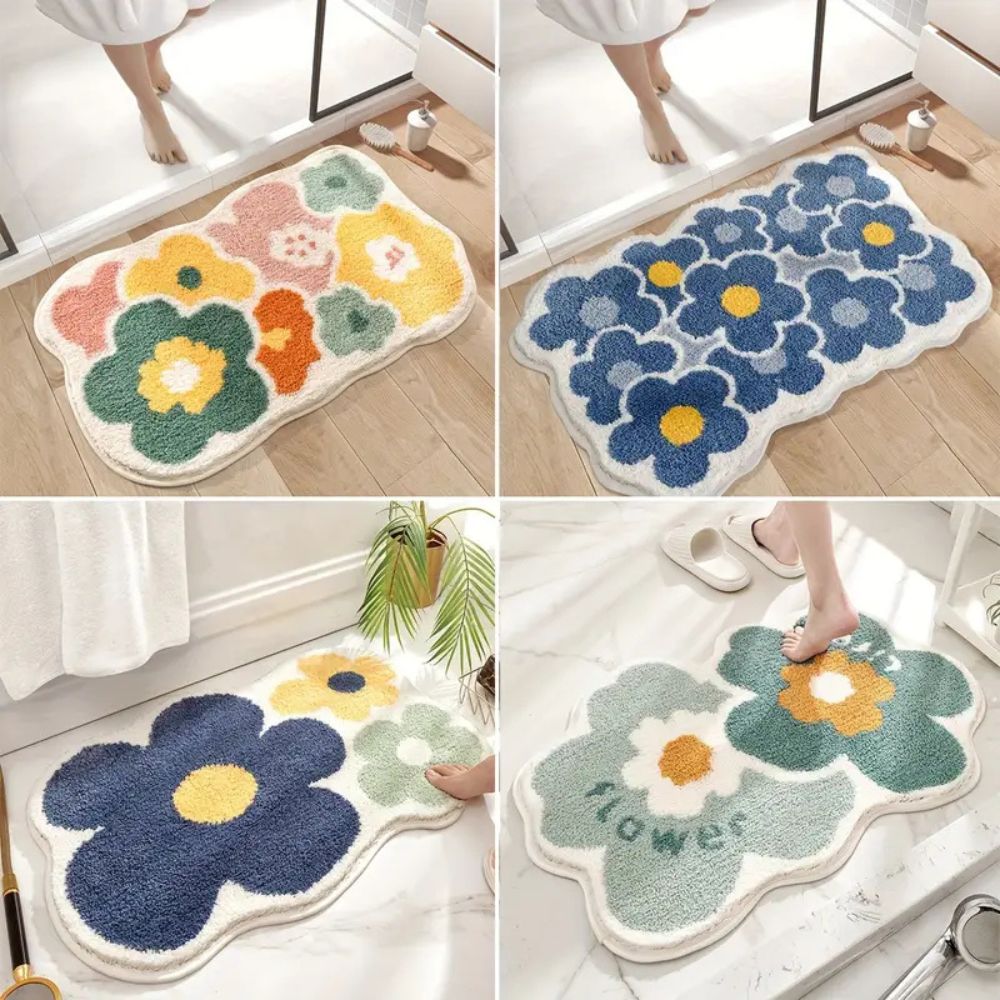 Vibrant Floral Absorbent Bath Rug for Stylish Comfort