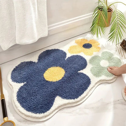Vibrant Floral Absorbent Bath Rug for Stylish Comfort