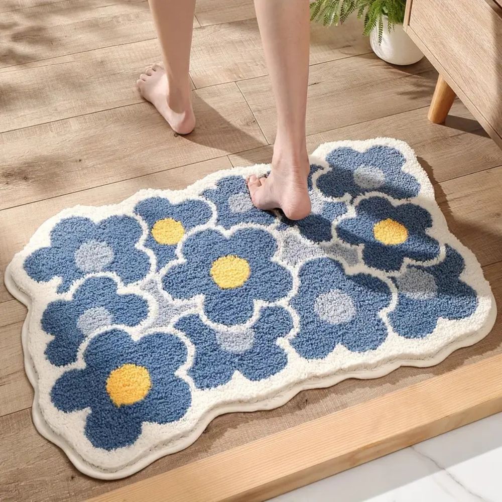 Vibrant Floral Absorbent Bath Rug for Stylish Comfort