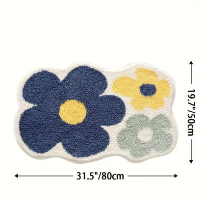 Vibrant Floral Absorbent Bath Rug for Stylish Comfort