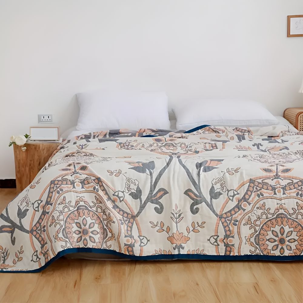 Cozy Cotton Blanket with Charming Floral Design