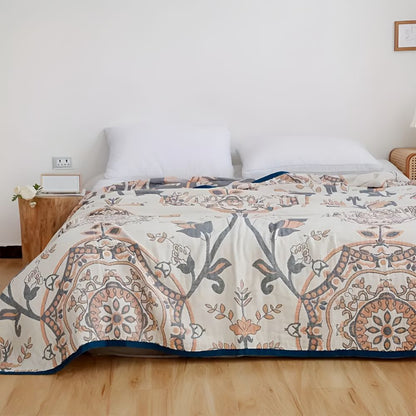 Cozy Cotton Blanket with Charming Floral Design