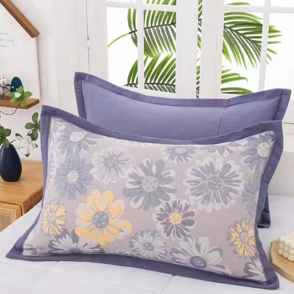 Charming Floral Design Cotton Pillowcases | Set of 2