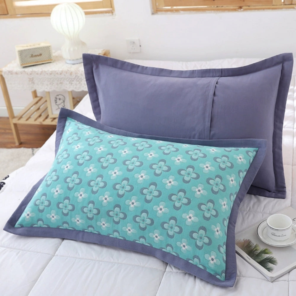 Charming Floral Design Cotton Pillowcases | Set of 2