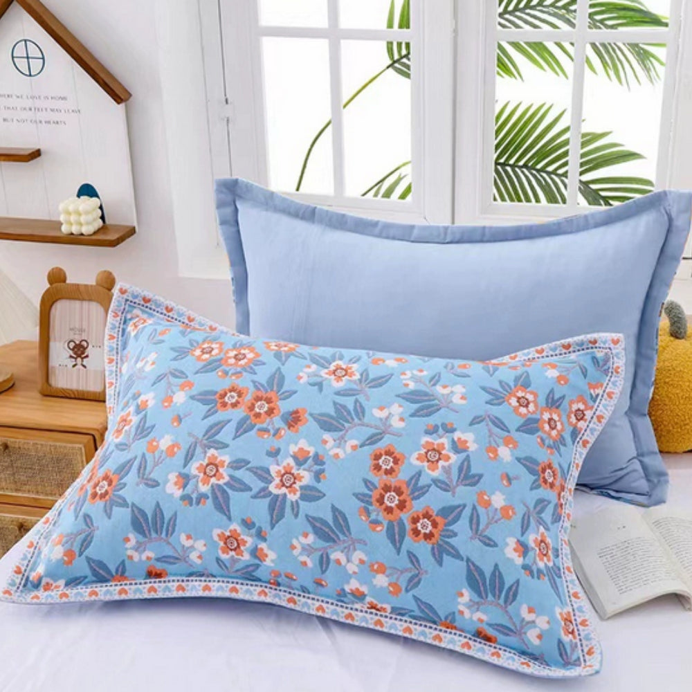 Charming Floral Design Cotton Pillowcases | Set of 2