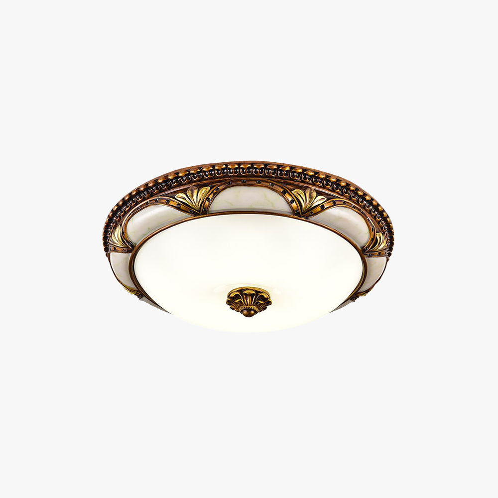 Modern Interior LED Ceiling Light with Retro Floral Circular Glass