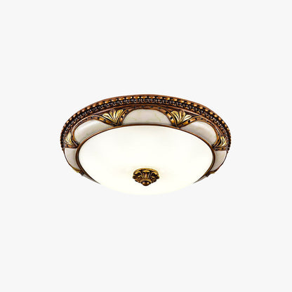 Modern Interior LED Ceiling Light with Retro Floral Circular Glass