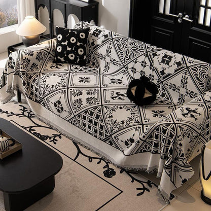 Elegant Chenille Couch Cover with Renaissance Design