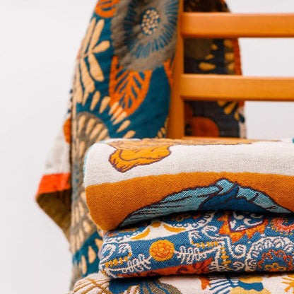 Charming Floral & Avian Reversible Cotton Towel