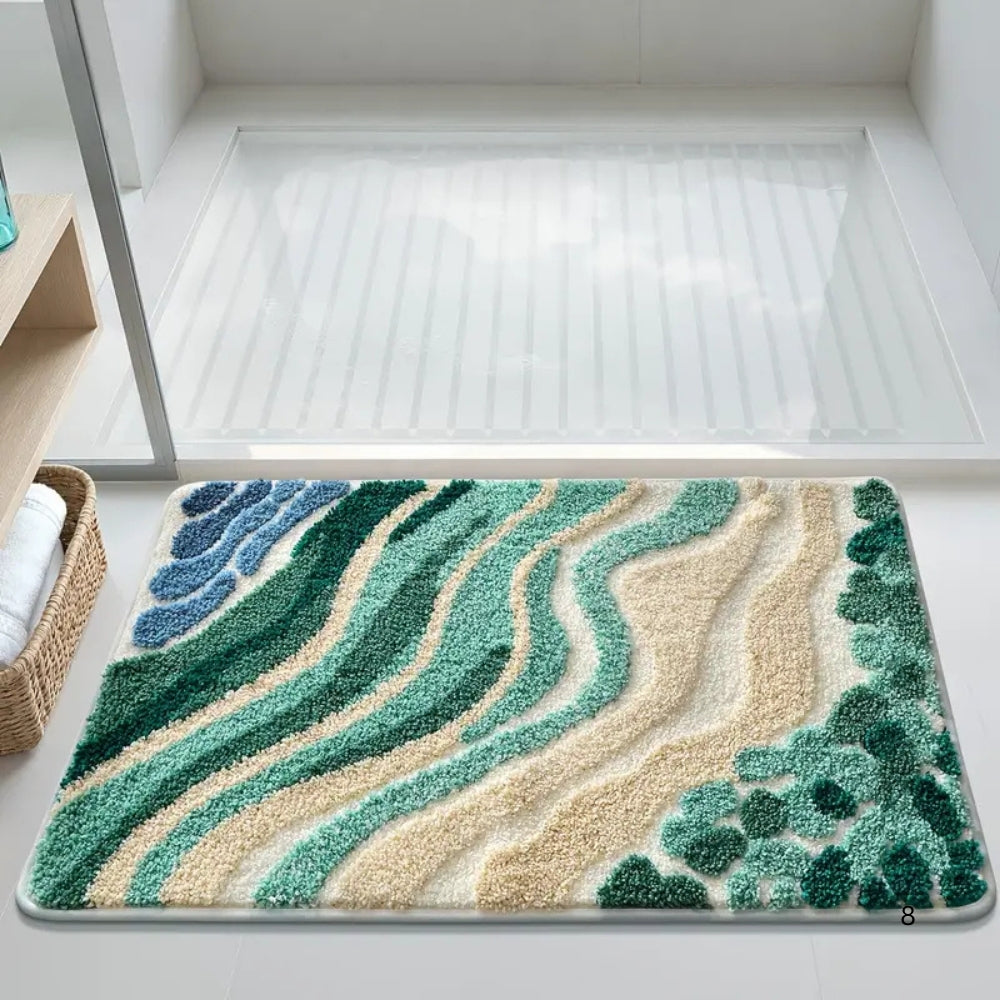 Coastal Waves Plush Bath Mat for Ultimate Comfort