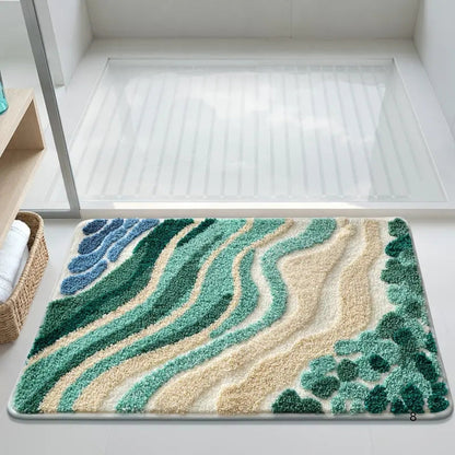 Coastal Waves Plush Bath Mat for Ultimate Comfort