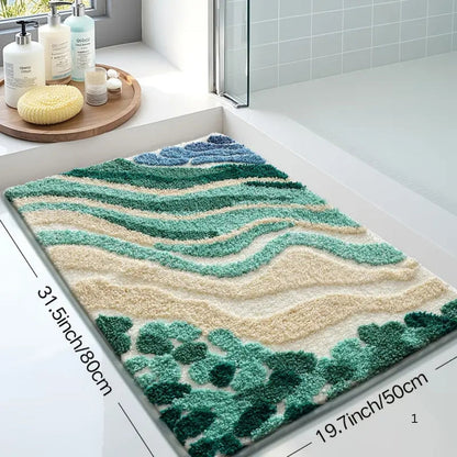 Coastal Waves Plush Bath Mat for Ultimate Comfort