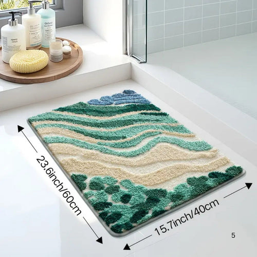Coastal Waves Plush Bath Mat for Ultimate Comfort
