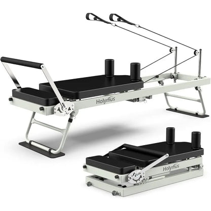 Compact Foldable Pilates Reformer with Dual Resistance, 400 LB Capacity, Complete Kit