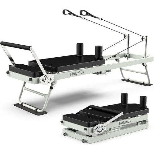 Compact Foldable Pilates Reformer with Dual Resistance, 400 LB Capacity, Complete Kit